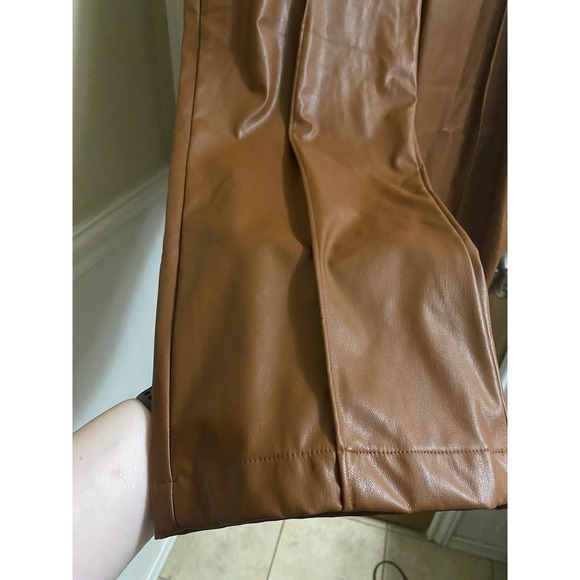 Nine West Pull on Faux Leather Jogger Pants Womens XL Brown Elastic Waist String - Picture 5 of 11